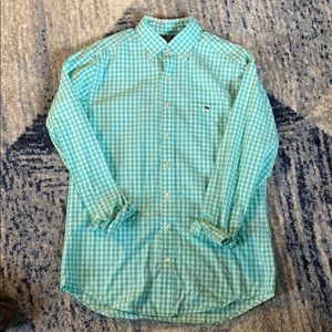Green Vineyard Vines Checkered Button Up
